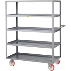 Little Giant - 1,200 Lb Capacity, 24" Wide x 48" Long x 62" High Service Cart - 5 Shelf, Steel, Polyurethane Casters - Caliber Tooling