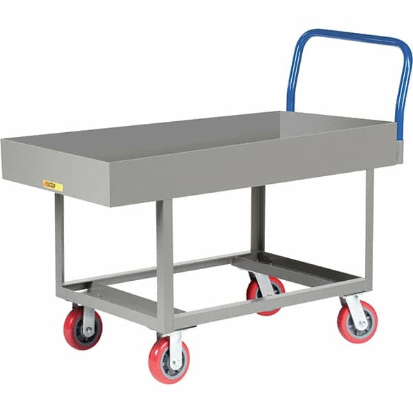 Little Giant - 2,000 Lb Capacity Steel Platform Truck - Steel Deck, 30" OAW, 61-1/2" Platform Length, Polyurethane Casters - Caliber Tooling