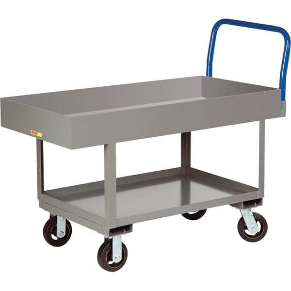 Little Giant - 2,000 Lb Capacity Steel Platform Truck - Steel Deck, 30" OAW, 49-1/2" Platform Length, Mold On Rubber Casters - Caliber Tooling