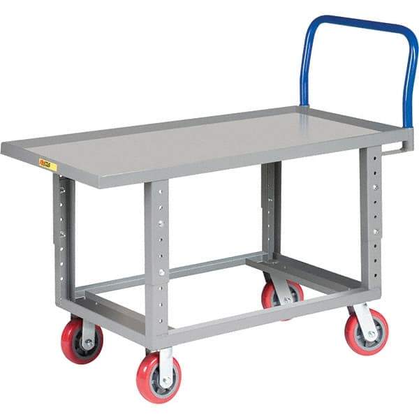 Little Giant - 2,000 Lb Capacity Steel Platform Truck - Steel Deck, 30" OAW, 61-1/2" Platform Length, Polyurethane Casters - Caliber Tooling