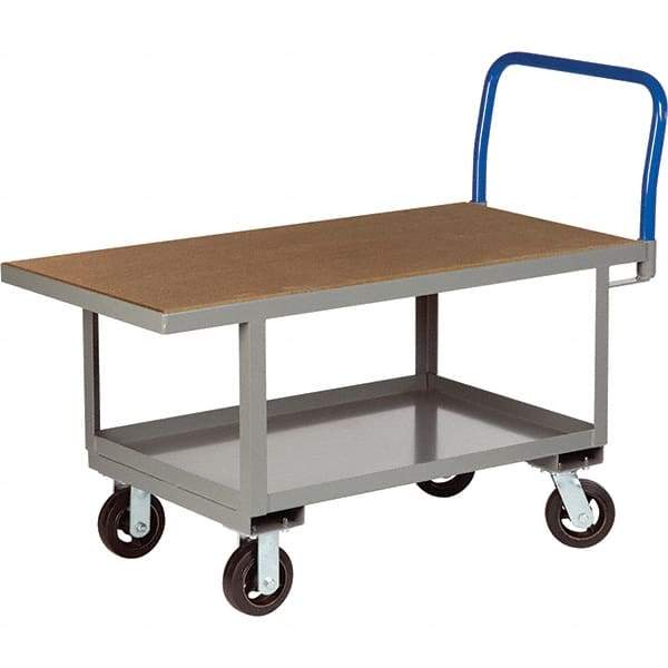 Little Giant - 2,000 Lb Capacity Steel Platform Truck - Steel Deck, 30" OAW, 48" Platform Length, Mold On Rubber Casters - Caliber Tooling