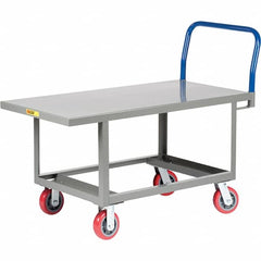 Little Giant - 2,000 Lb Capacity Steel Platform Truck - Steel Deck, 24" OAW, 49-1/2" Platform Length, Polyurethane Casters - Caliber Tooling