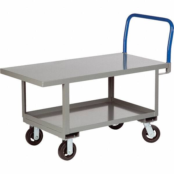 Little Giant - 2,000 Lb Capacity Steel Platform Truck - Steel Deck, 30" OAW, 60" Platform Length, Mold On Rubber Casters - Caliber Tooling