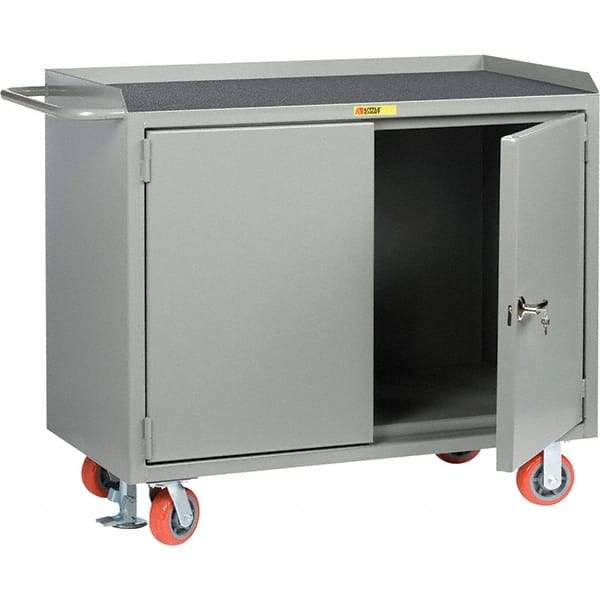 Little Giant - 3,600 Lb Capacity, 2 Door Mobile Service Bench - 41" Wide x 24" Deep x 43" High, Steel, Gray - Caliber Tooling