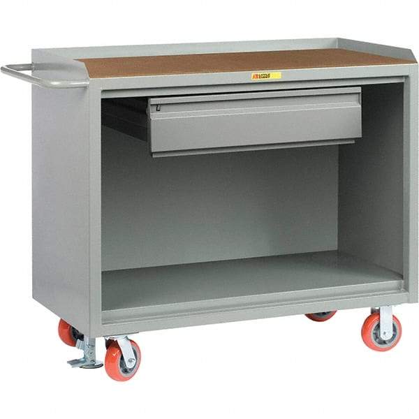 Little Giant - 3,600 Lb Capacity, 1 Drawer Mobile Service Bench - 41" Wide x 24" Deep x 43" High, Steel, Gray - Caliber Tooling