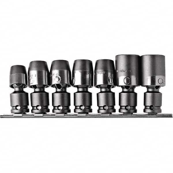 Apex - Socket Adapter & Universal Sets Type: Impact Universal & Socket Adapter Set Adapter Size (Inch): 3/8 F x 10mm, 3/8F x 12mm, 3/8F x 13mm, 3/8F x 14mm, 3/8F x 15mm, 3/8F x 17mm, 3/8F x 18mm - Caliber Tooling