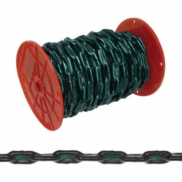 Campbell - Weldless Chain; Type: Single Jack Chain ; Load Capacity (Lb.): 520 ; Trade Size: #2/0 ; Chain Diameter (Decimal Inch): 0.1400 ; Finish/Coating: Green Sleeve ; PSC Code: 4010 - Exact Industrial Supply