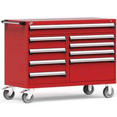 Steel Tool Roller Cabinet: 9 Drawers Flame Red