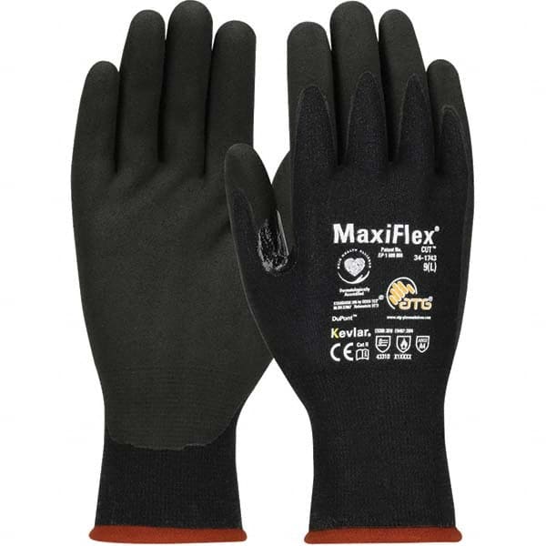 ATG - Size XL (10), ANSI Cut Lvl 3, Puncture Lvl 1, Abrasion Lvl 4, Nitrile Coated Kevlar Cut & Puncture Resistant Gloves - Caliber Tooling