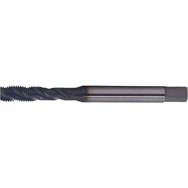 Spiral Flute Tap: #6-32, DIN, 3 Flute, Modified Bottoming, 2B Class of Fit, HSS-E, Hardlube Finish 0.787″ Thread Length, 2.2047″ OAL, Right Hand Flute, Right Hand Thread, Series PER-980SF