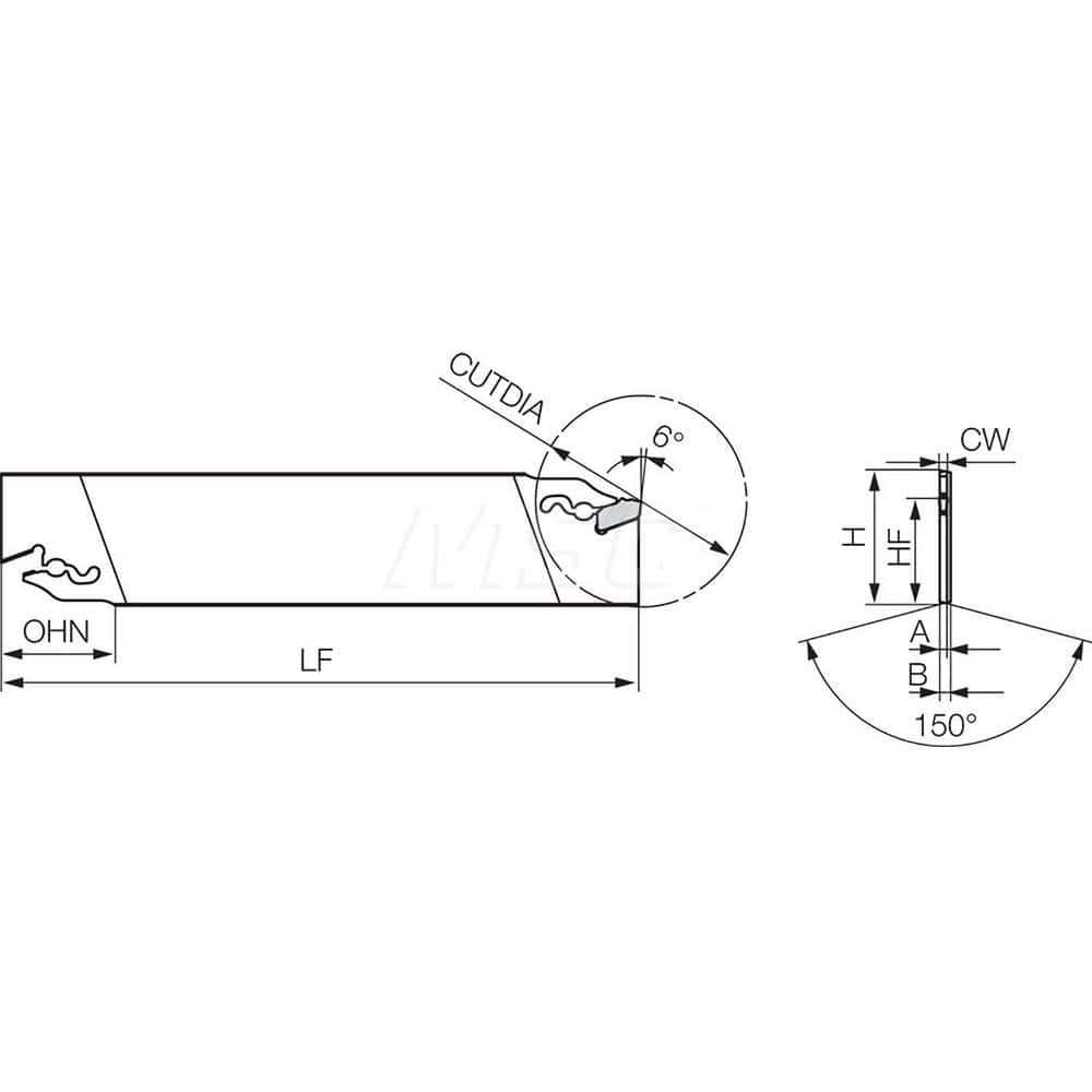 Indexable Cut-Off Blades; End Type: Double; Cutting Direction: Neutral; Blade Height (mm): 33.00; Blade Width (mm): 2.60; Blade Overall Length (mm): 151.00; Blade Style: KPKB; Insert Holding Method: Self Clamping; Maximum Workpiece Diameter (mm): 50.00; S