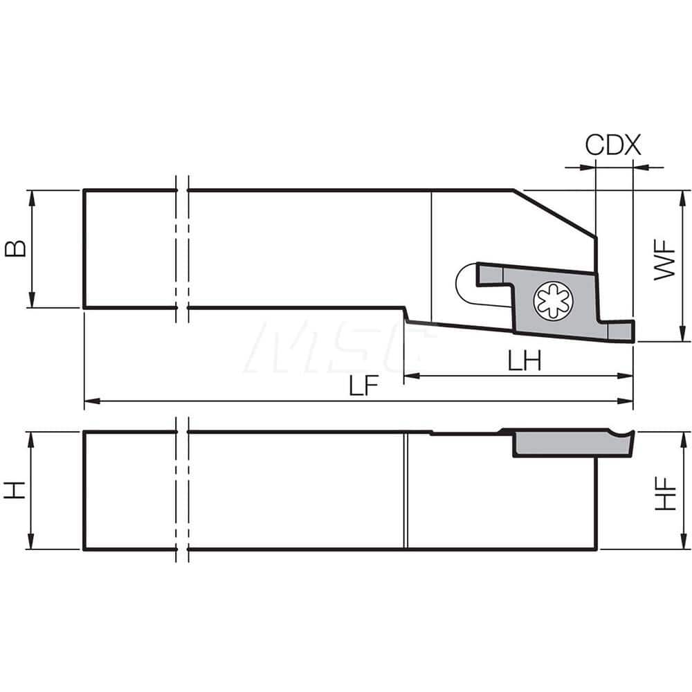 Indexable Grooving Toolholder:  STWL2525M15,  External  Left Hand, No