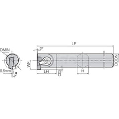 Indexable Grooving Toolholder:  GIVR14121SE,  Internal  Right Hand, No