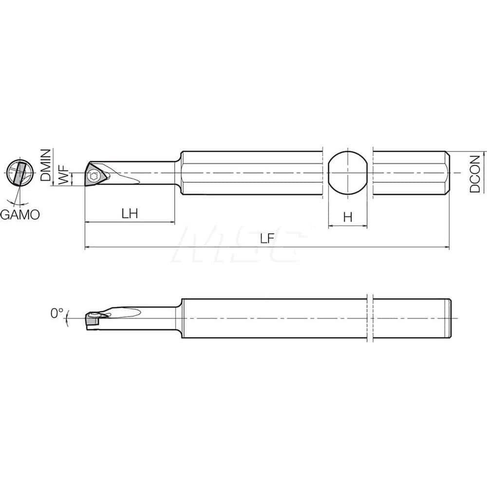 Indexable Boring Bar:  S10HSWUBL0606A,  6.00 mm Min Bore,  10.00 mm Shank Dia,  N/A Steel Screw,  Uses WBMT121 ™, WBGT121 ™ & WBGW121 ™ Inserts