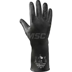 Chemical Resistant Gloves: 2X-Large, 12″ Thick, Viton-Coated, Butyl, Unsupported Black, 12'' OAL, Smooth, ANSI Cut A1, ANSI Abrasion 1, ANSI Puncture 0