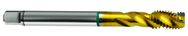 1-12 2B 4-Flute Cobalt Green Ring Semi-Bottoming 40 degree Spiral Flute Tap-TiN - Caliber Tooling