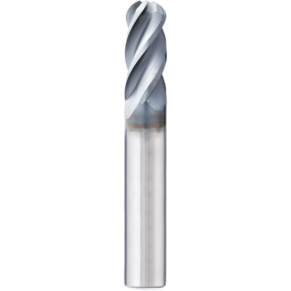 Supermill - Ball End Mills; Mill Diameter (Inch): 3/4 ; Mill Diameter (Decimal Inch): 0.7500 ; Number of Flutes: 4 ; Length of Cut (Inch): 2-1/4 ; Length of Cut (Decimal Inch): 2.2500 ; Material: Solid Carbide - Exact Industrial Supply