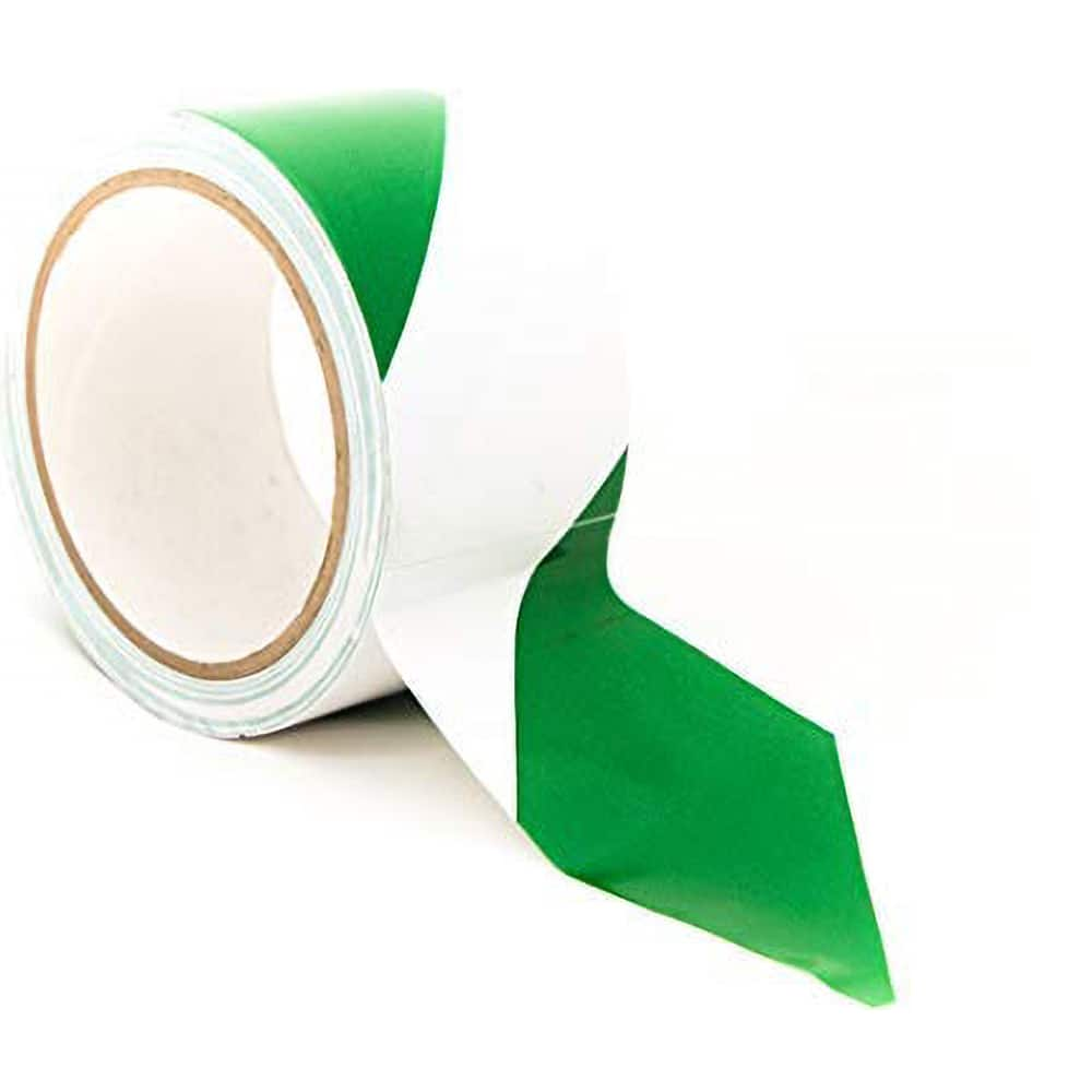 Floor & Aisle Marking Tape: 6″ Wide, 6.5 mil Thick, Rubber Green & White, Smooth Surface, Light-Duty