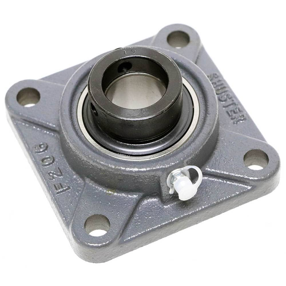 Shuster - SAF207-22, 1-3/8" ID, 4-5/8" OAL x 4-5/8" OAH, 4-Bolt Flange Bearing - Exact Industrial Supply