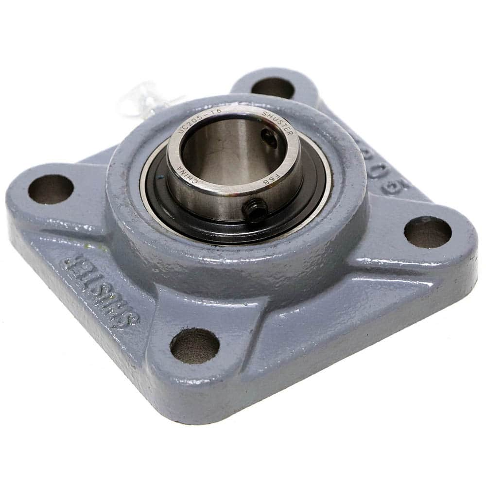 Shuster - UCF207-23, 1-7/16" ID, 4-5/8" OAL x 4-5/8" OAH x 1-3/4" Wide, 4-Bolt Flange Bearing - Exact Industrial Supply