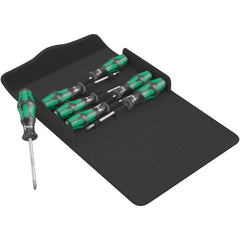 Wera - Screwdriver Sets; Screwdriver Types Included: Phillips; Slotted; Pozidriv; Torx ; Number of Pieces: 7.000 ; Slotted: Yes ; Case Type: Textile Case ; Phillips Point Size: #1 - Exact Industrial Supply