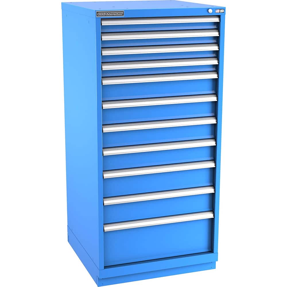 Champion Tool Storage - Modular Storage Cabinets; Type: Eye-Level Standard Width Drawer Cabinet ; Number of Drawers: 11.000 ; Height (Inch): 59-1/2 ; Width (Inch): 28-1/4 ; Depth (Inch): 28-1/2 ; Color: Bright Blue - Exact Industrial Supply