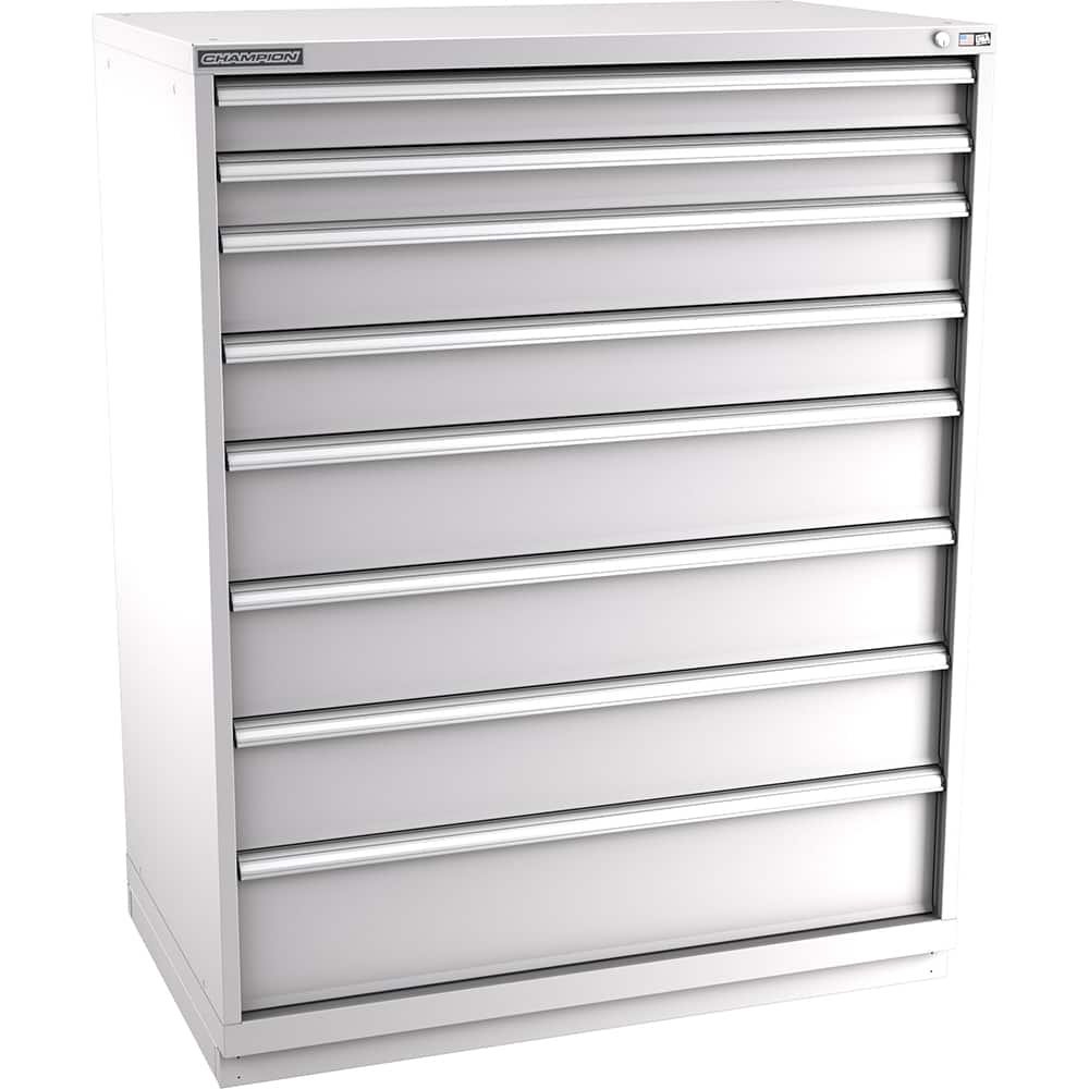 Champion Tool Storage - Modular Storage Cabinets; Type: Eye-Level Extra Width Drawer Cabinet ; Number of Drawers: 8.000 ; Height (Inch): 59-1/2 ; Width (Inch): 47 ; Depth (Inch): 28-1/2 ; Color: Light Gray - Exact Industrial Supply