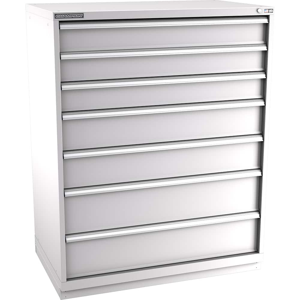 Champion Tool Storage - Modular Storage Cabinets; Type: Eye-Level Extra Width Drawer Cabinet ; Number of Drawers: 7.000 ; Height (Inch): 59-1/2 ; Width (Inch): 47 ; Depth (Inch): 28-1/2 ; Color: Light Gray - Exact Industrial Supply