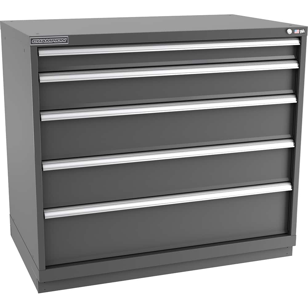 Champion Tool Storage - Modular Storage Cabinets; Type: Counter-Height Extra Width Drawer Cabinet ; Number of Drawers: 5.000 ; Height (Inch): 41-3/4 ; Width (Inch): 47 ; Depth (Inch): 28-1/2 ; Color: Dark Gray - Exact Industrial Supply