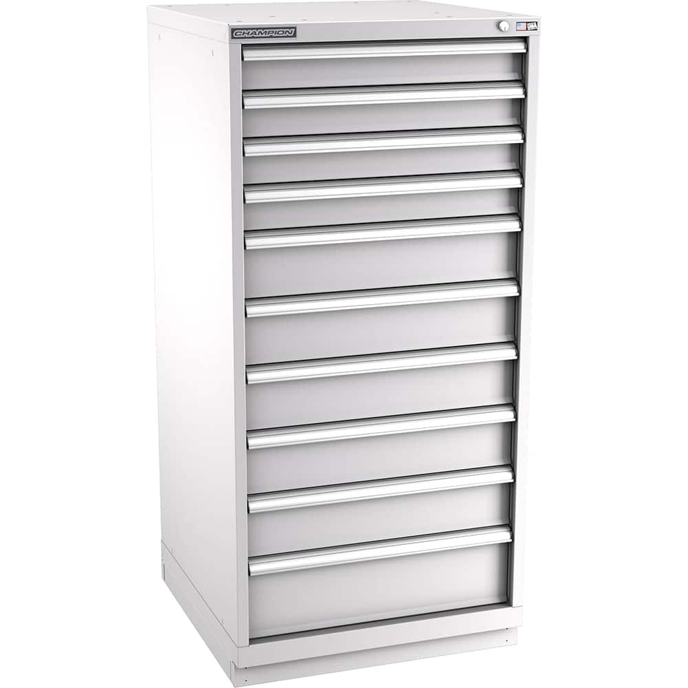 Champion Tool Storage - Modular Storage Cabinets; Type: Eye-Level Standard Width Drawer Cabinet ; Number of Drawers: 10.000 ; Height (Inch): 59-1/2 ; Width (Inch): 28-1/4 ; Depth (Inch): 28-1/2 ; Color: Light Gray - Exact Industrial Supply