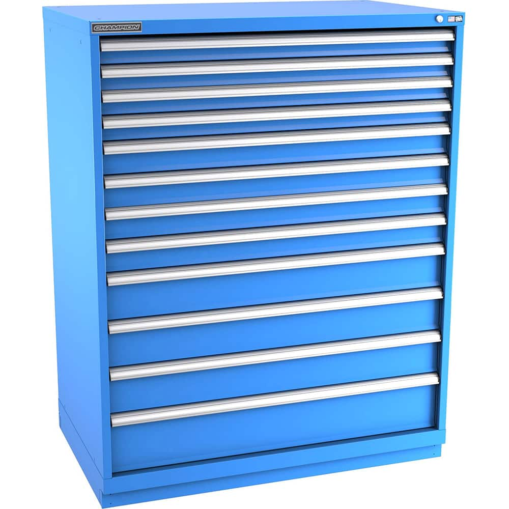 Champion Tool Storage - Modular Storage Cabinets; Type: Eye-Level Extra Width Drawer Cabinet ; Number of Drawers: 12.000 ; Height (Inch): 59-1/2 ; Width (Inch): 47 ; Depth (Inch): 28-1/2 ; Color: Bright Blue - Exact Industrial Supply