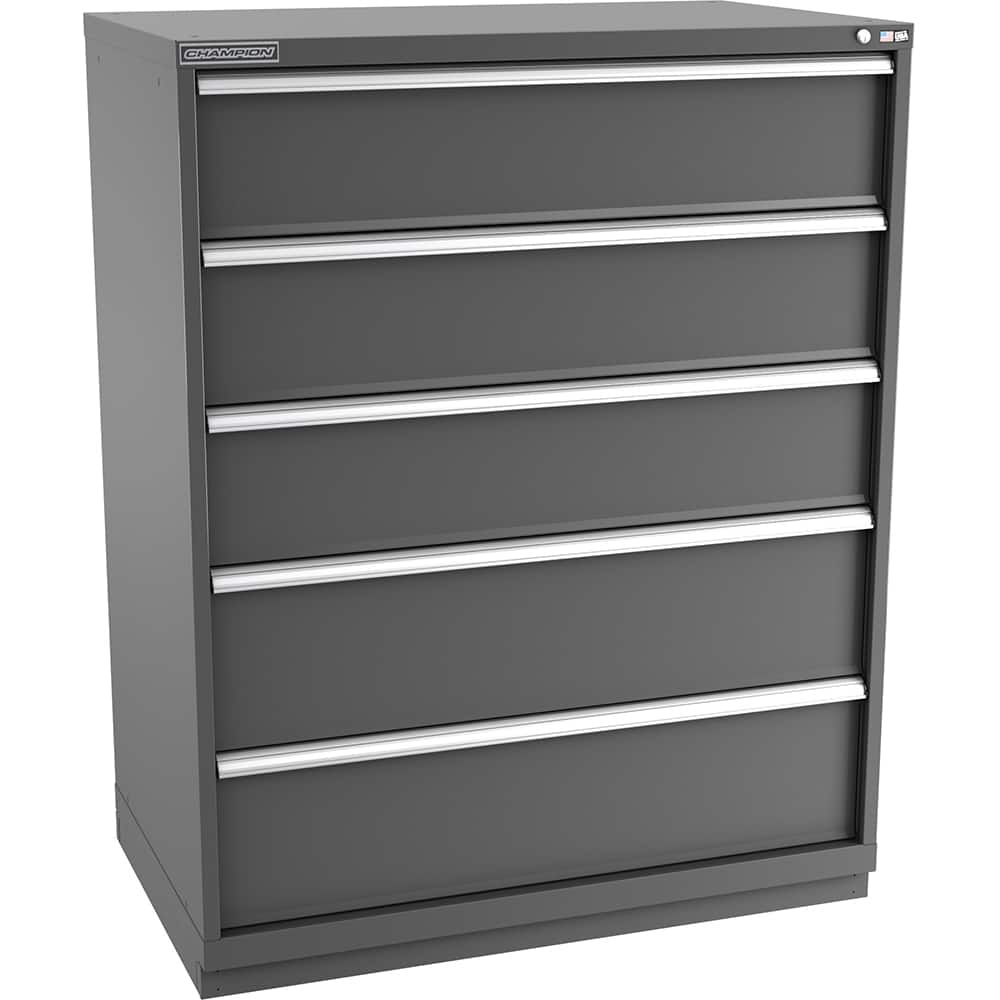 Champion Tool Storage - Modular Storage Cabinets; Type: Eye-Level Extra Width Drawer Cabinet ; Number of Drawers: 5.000 ; Height (Inch): 59-1/2 ; Width (Inch): 47 ; Depth (Inch): 28-1/2 ; Color: Dark Gray - Exact Industrial Supply