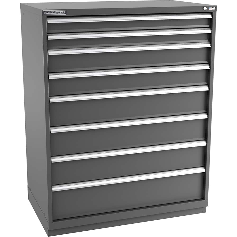 Champion Tool Storage - Modular Storage Cabinets; Type: Eye-Level Extra Width Drawer Cabinet ; Number of Drawers: 8.000 ; Height (Inch): 59-1/2 ; Width (Inch): 47 ; Depth (Inch): 28-1/2 ; Color: Dark Gray - Exact Industrial Supply