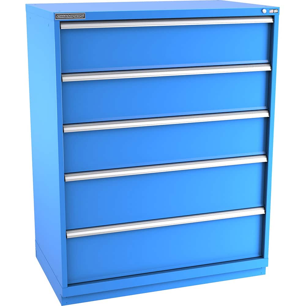 Champion Tool Storage - Modular Storage Cabinets; Type: Eye-Level Extra Width Drawer Cabinet ; Number of Drawers: 5.000 ; Height (Inch): 59-1/2 ; Width (Inch): 47 ; Depth (Inch): 28-1/2 ; Color: Bright Blue - Exact Industrial Supply