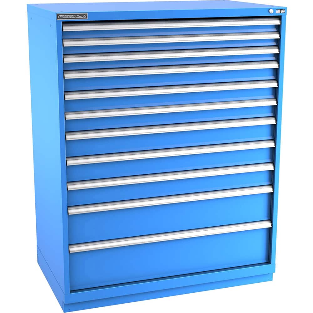 Champion Tool Storage - Modular Storage Cabinets; Type: Eye-Level Extra Width Drawer Cabinet ; Number of Drawers: 11.000 ; Height (Inch): 59-1/2 ; Width (Inch): 47 ; Depth (Inch): 28-1/2 ; Color: Bright Blue - Exact Industrial Supply