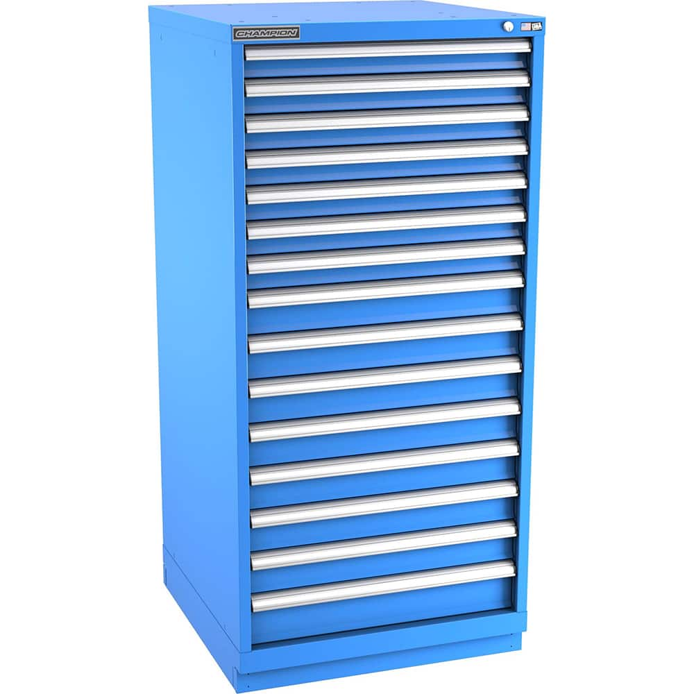 Champion Tool Storage - Modular Storage Cabinets; Type: Eye-Level Standard Width Drawer Cabinet ; Number of Drawers: 15.000 ; Height (Inch): 59-1/2 ; Width (Inch): 28-1/4 ; Depth (Inch): 28-1/2 ; Color: Bright Blue - Exact Industrial Supply