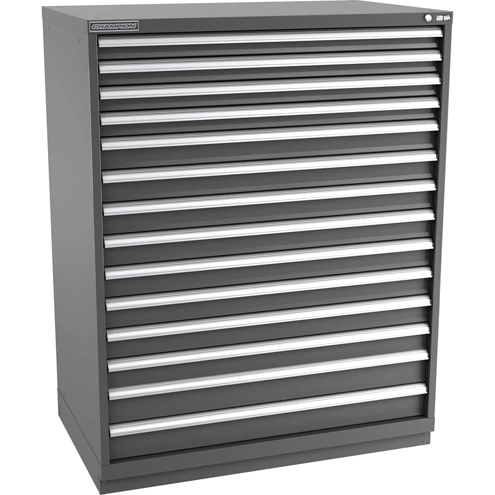 Champion Tool Storage - Modular Storage Cabinets; Type: Eye-Level Extra Width Drawer Cabinet ; Number of Drawers: 14.000 ; Height (Inch): 59-1/2 ; Width (Inch): 47 ; Depth (Inch): 28-1/2 ; Color: Dark Gray - Exact Industrial Supply