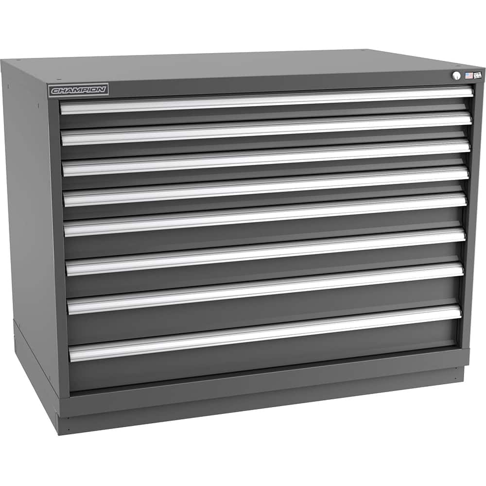 Champion Tool Storage - Modular Storage Cabinets; Type: Bench-Height Extra Width Drawer Cabinet ; Number of Drawers: 8.000 ; Height (Inch): 35-7/8 ; Width (Inch): 47 ; Depth (Inch): 28-1/2 ; Color: Dark Gray - Exact Industrial Supply