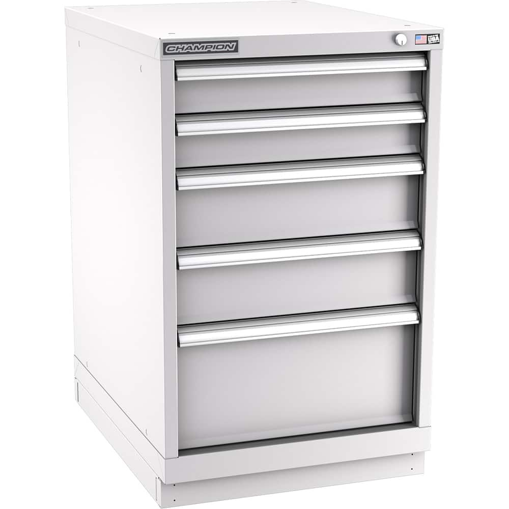 Champion Tool Storage - Modular Storage Cabinets; Type: Bench-Height Narrow Width Drawer Cabinet ; Number of Drawers: 5.000 ; Height (Inch): 35-7/8 ; Width (Inch): 22-3/16 ; Depth (Inch): 28-1/2 ; Color: Light Gray - Exact Industrial Supply