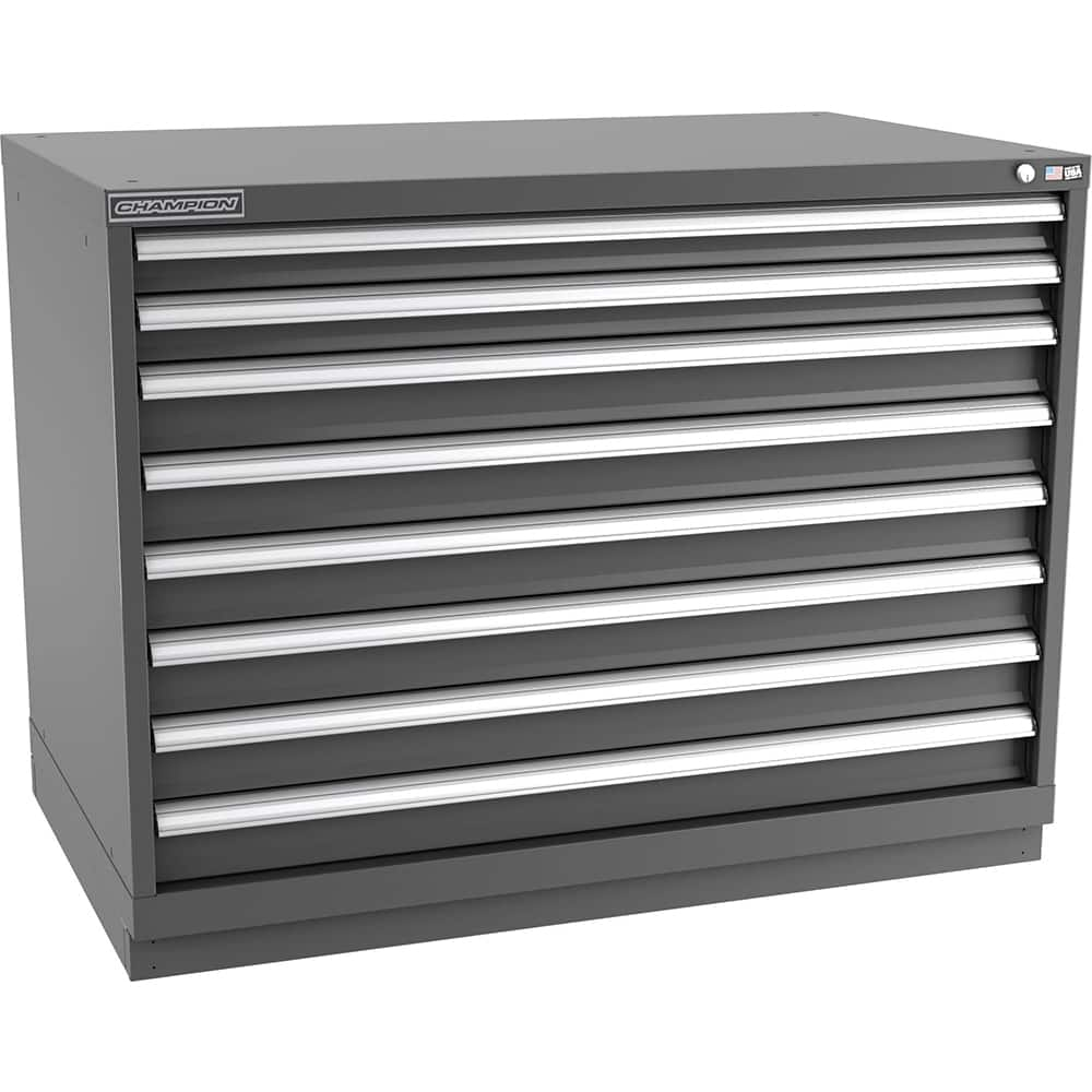 Champion Tool Storage - Modular Storage Cabinets; Type: Bench-Height Extra Width Drawer Cabinet ; Number of Drawers: 8.000 ; Height (Inch): 35-7/8 ; Width (Inch): 47 ; Depth (Inch): 28-1/2 ; Color: Dark Gray - Exact Industrial Supply