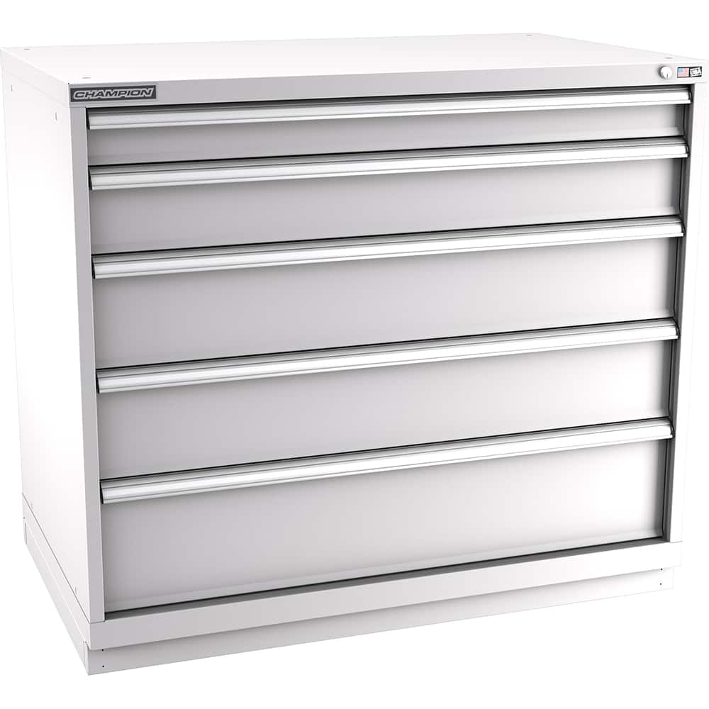 Champion Tool Storage - Modular Storage Cabinets; Type: Counter-Height Extra Width Drawer Cabinet ; Number of Drawers: 5.000 ; Height (Inch): 41-3/4 ; Width (Inch): 47 ; Depth (Inch): 28-1/2 ; Color: Light Gray - Exact Industrial Supply