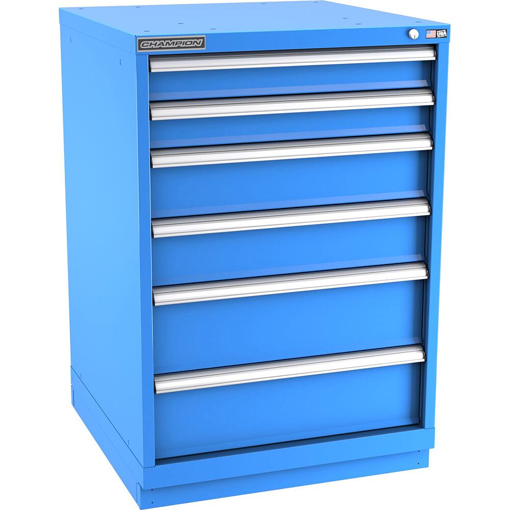 Champion Tool Storage - Modular Storage Cabinets; Type: Counter-Height Standard Width Drawer Cabinet ; Number of Drawers: 6.000 ; Height (Inch): 41-3/4 ; Width (Inch): 28-1/4 ; Depth (Inch): 28-1/2 ; Color: Bright Blue - Exact Industrial Supply