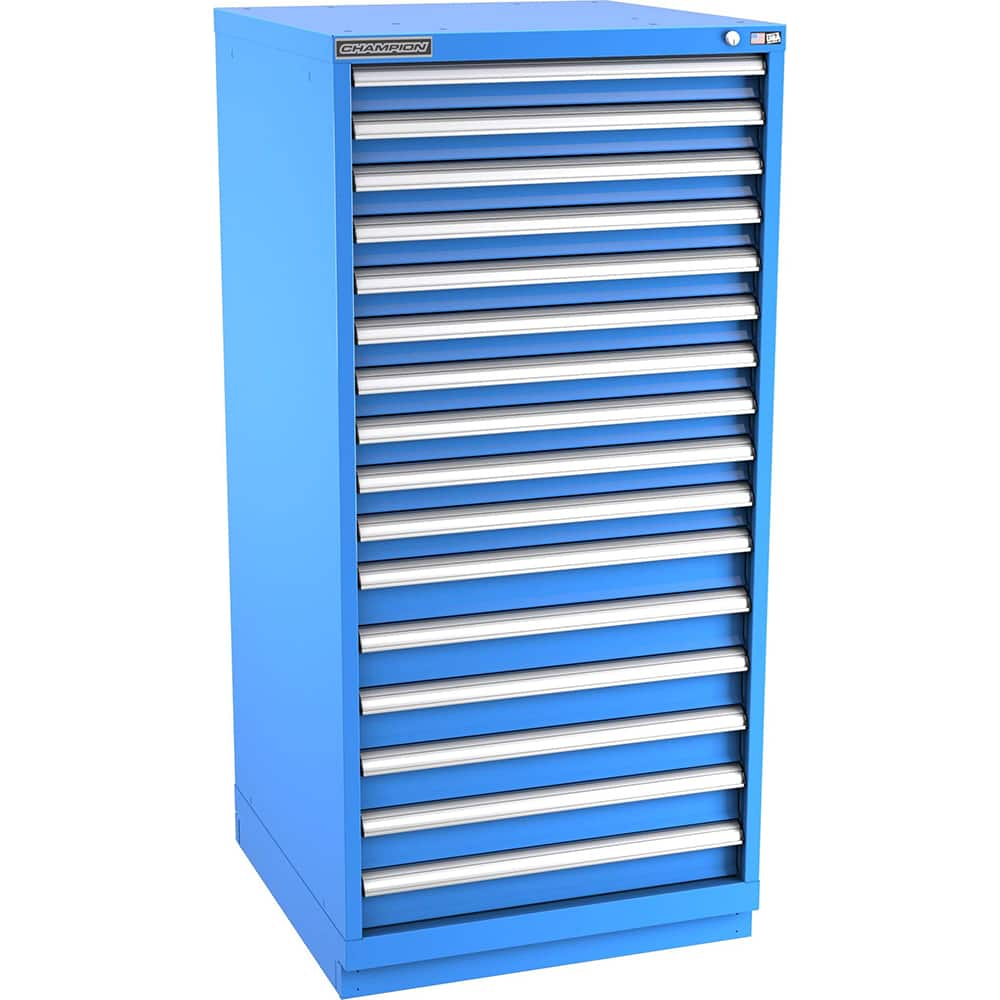 Champion Tool Storage - Modular Storage Cabinets; Type: Eye-Level Standard Width Drawer Cabinet ; Number of Drawers: 16.000 ; Height (Inch): 59-1/2 ; Width (Inch): 28-1/4 ; Depth (Inch): 28-1/2 ; Color: Bright Blue - Exact Industrial Supply