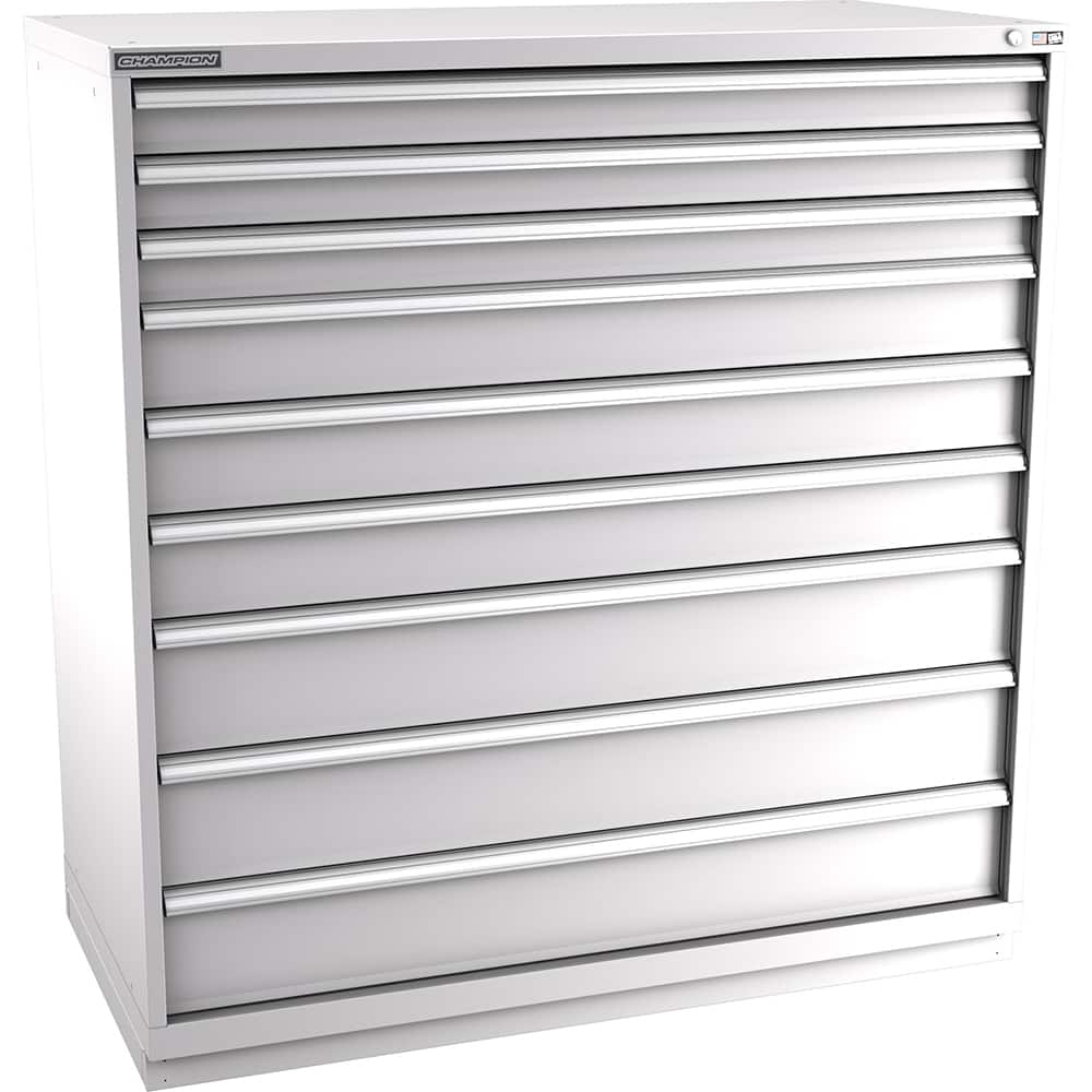 Champion Tool Storage - Modular Storage Cabinets; Type: Eye-Level Double Width Drawer Cabinet ; Number of Drawers: 9.000 ; Height (Inch): 59-1/2 ; Width (Inch): 56-1/2 ; Depth (Inch): 28-1/2 ; Color: Light Gray - Exact Industrial Supply