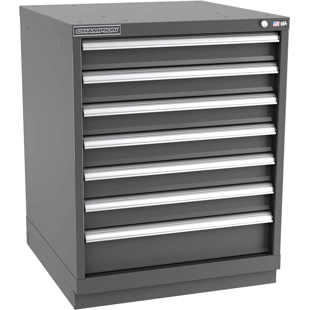 Champion Tool Storage - Modular Storage Cabinets; Type: Bench-Height Standard Width Drawer Cabinet ; Number of Drawers: 7.000 ; Height (Inch): 35-7/8 ; Width (Inch): 28-1/4 ; Depth (Inch): 28-1/2 ; Color: Dark Gray - Exact Industrial Supply