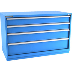 Champion Tool Storage - Modular Storage Cabinets; Type: Bench-Height Double Width Drawer Cabinet ; Number of Drawers: 4.000 ; Height (Inch): 35-7/8 ; Width (Inch): 56-1/2 ; Depth (Inch): 28-1/2 ; Color: Bright Blue - Exact Industrial Supply