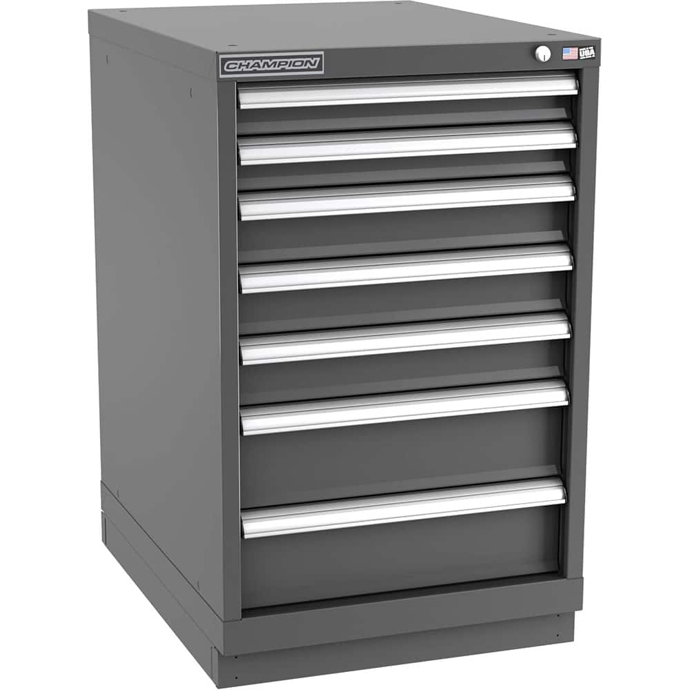 Champion Tool Storage - Modular Storage Cabinets; Type: Bench-Height Narrow Width Drawer Cabinet ; Number of Drawers: 7.000 ; Height (Inch): 35-7/8 ; Width (Inch): 22-3/16 ; Depth (Inch): 28-1/2 ; Color: Dark Gray - Exact Industrial Supply