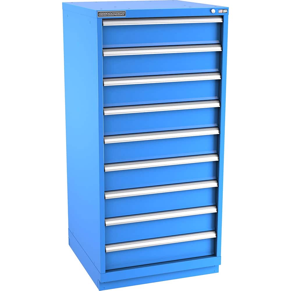 Champion Tool Storage - Modular Storage Cabinets; Type: Eye-Level Standard Width Drawer Cabinet ; Number of Drawers: 9.000 ; Height (Inch): 59-1/2 ; Width (Inch): 28-1/4 ; Depth (Inch): 28-1/2 ; Color: Bright Blue - Exact Industrial Supply