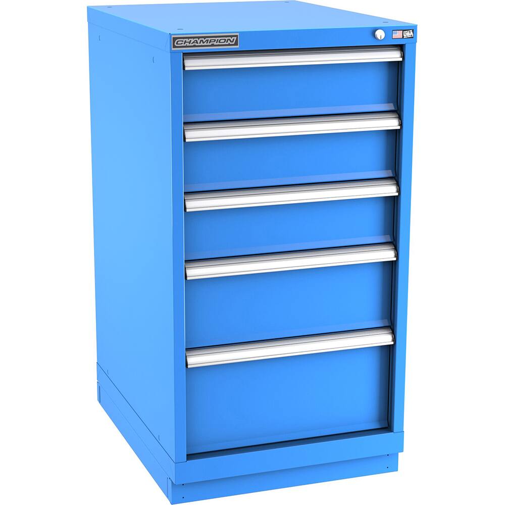 Champion Tool Storage - Modular Storage Cabinets; Type: Counter-Height Narrow Width Drawer Cabinet ; Number of Drawers: 5.000 ; Height (Inch): 41-3/4 ; Width (Inch): 22-3/16 ; Depth (Inch): 28-1/2 ; Color: Bright Blue - Exact Industrial Supply