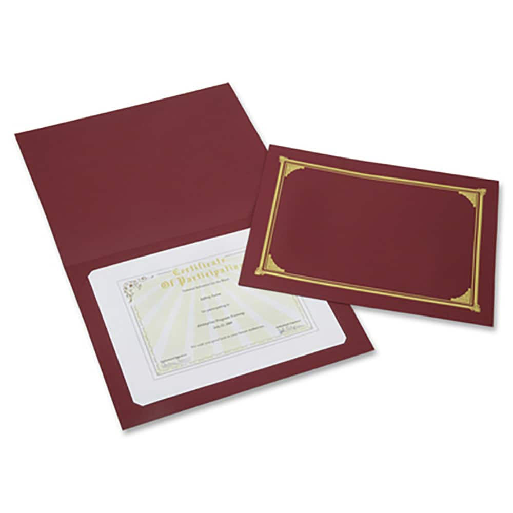 Ability One - Document Protectors; Type: Certificate/Document Holder ; Width (Inch): 8-1/2 ; Height (Inch): 11 ; Color: Burgundy - Exact Industrial Supply